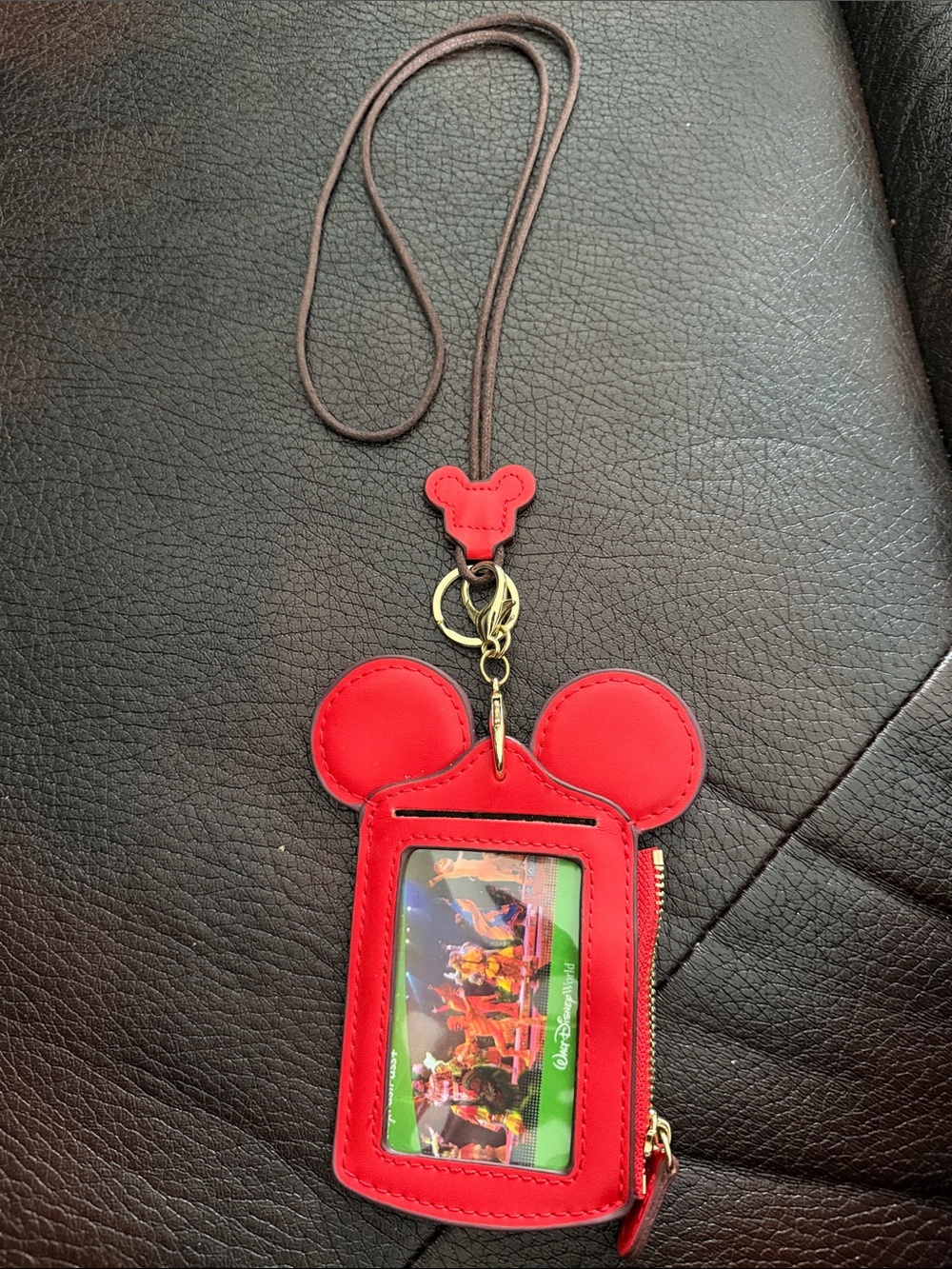 Red Mickey Ear ID Card Holder Lanyard